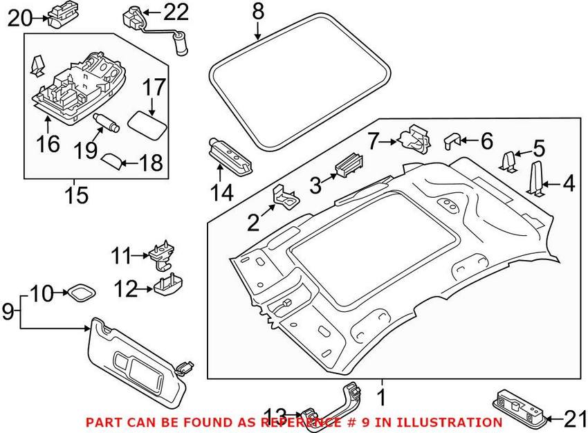 Audi Sun Visor - Passenger Side 8U0857552AJ7C0